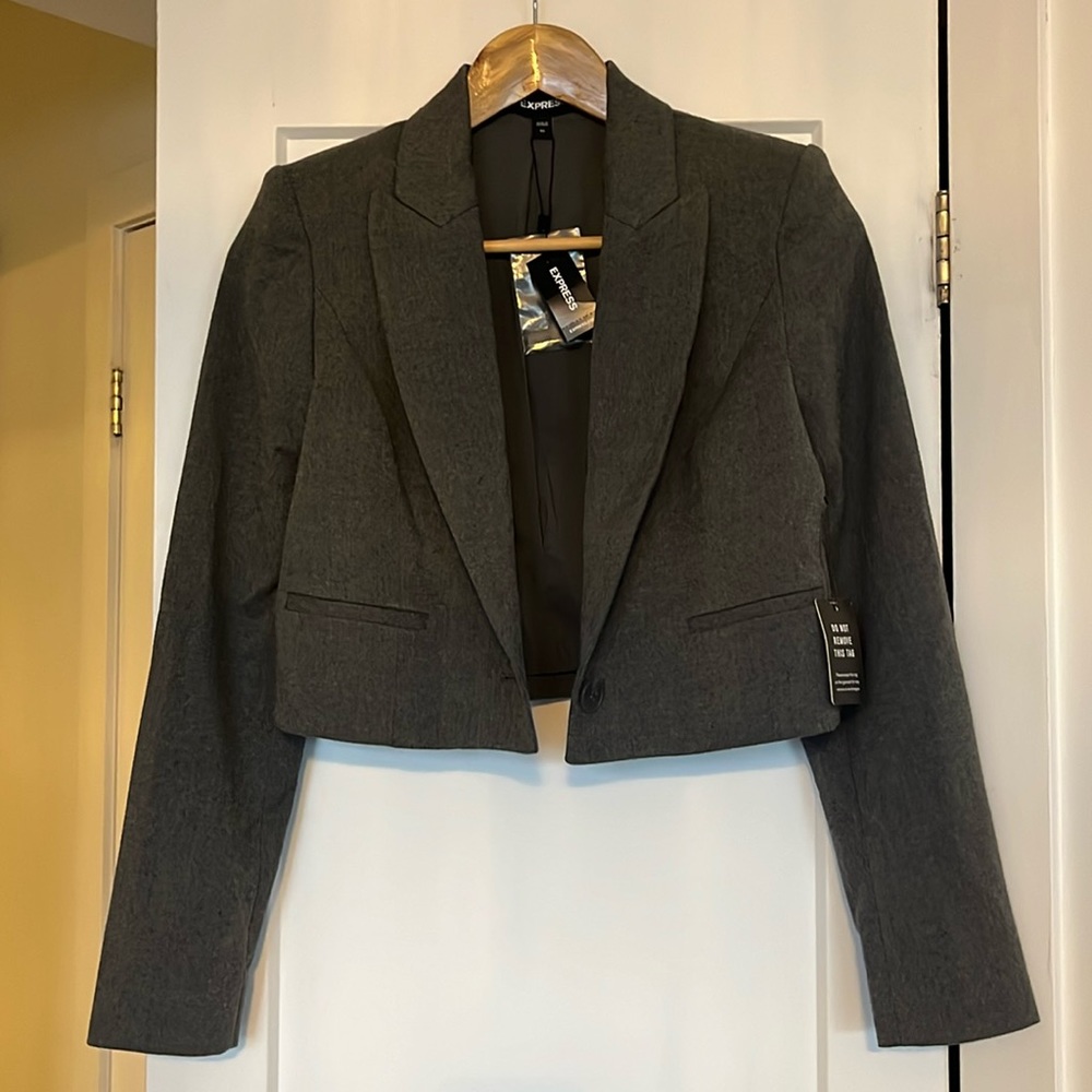 Express Cropped Grey Blazer